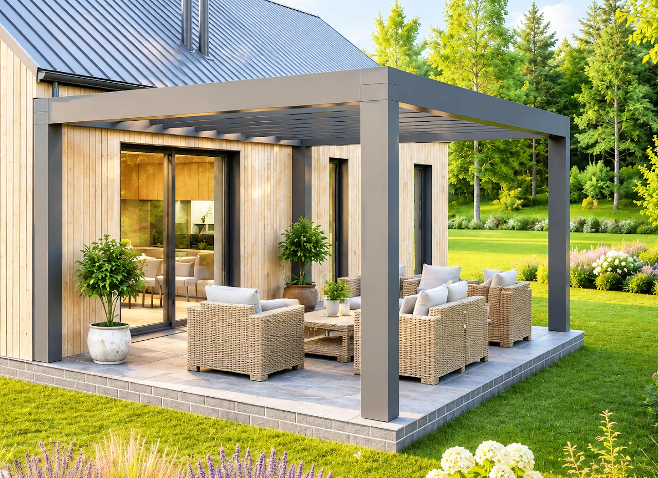Überdachte Terrasse mit Sitzbereich