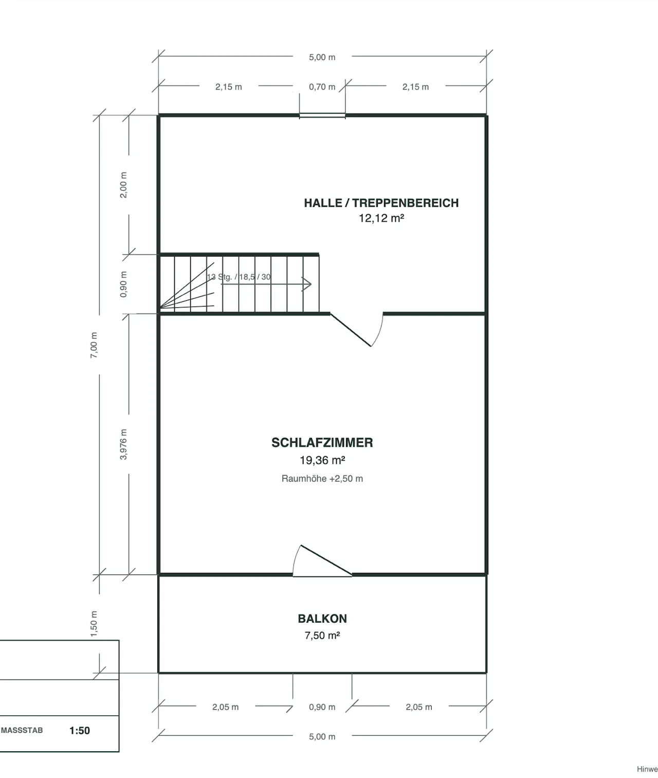 Grundriss Dachgeschoss des SpitzDachHauses