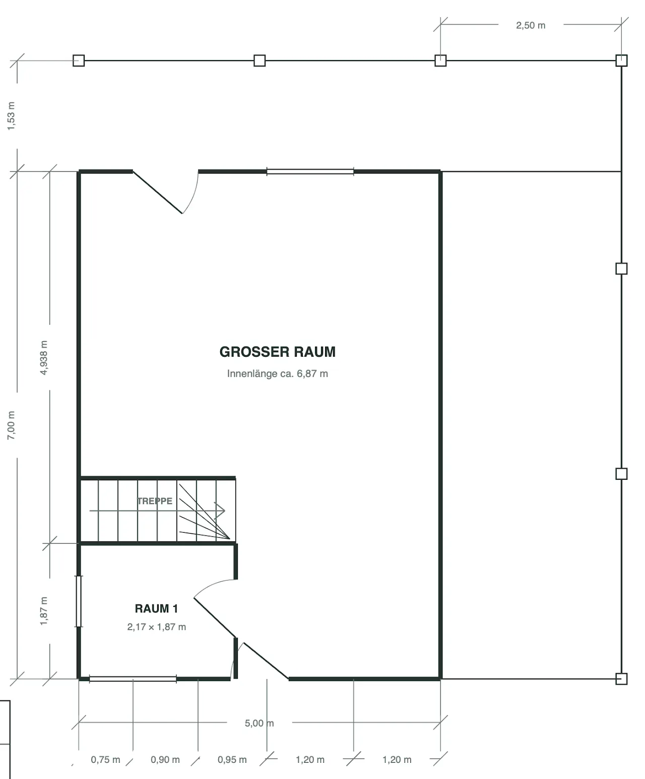 Grundriss Erdgeschoss des SpitzDachHauses